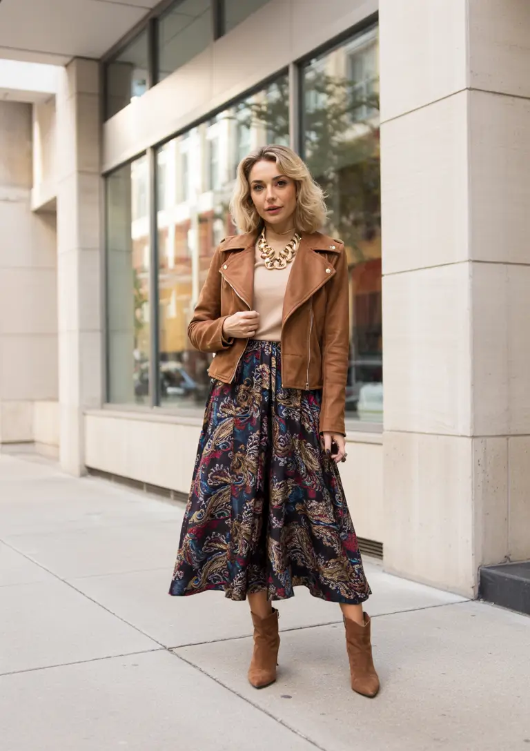 fall skirt outfits aesthetic Modern Boho With a Hint of City Chic