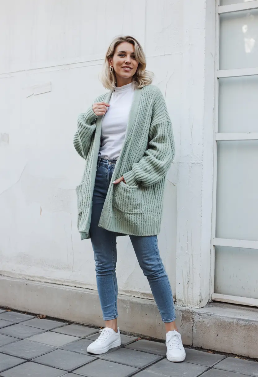 fall transition outfits Soft Neutrals & Cozy Layers