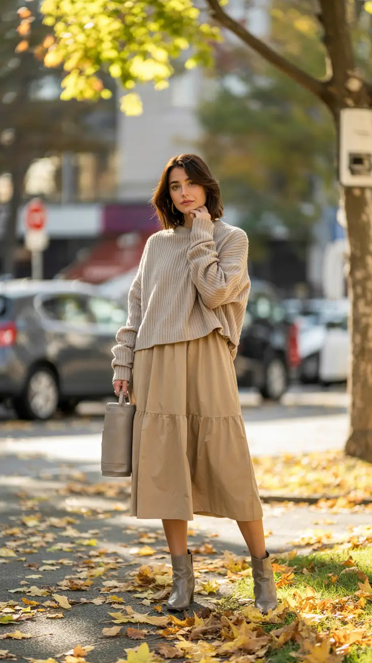 fall transition outfits Soft Layers & Coffee-Stroll Charm