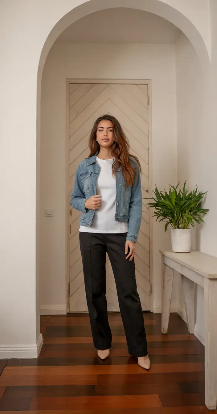 fall transition outfits Clean Denim Layers with a Minimalist Edge