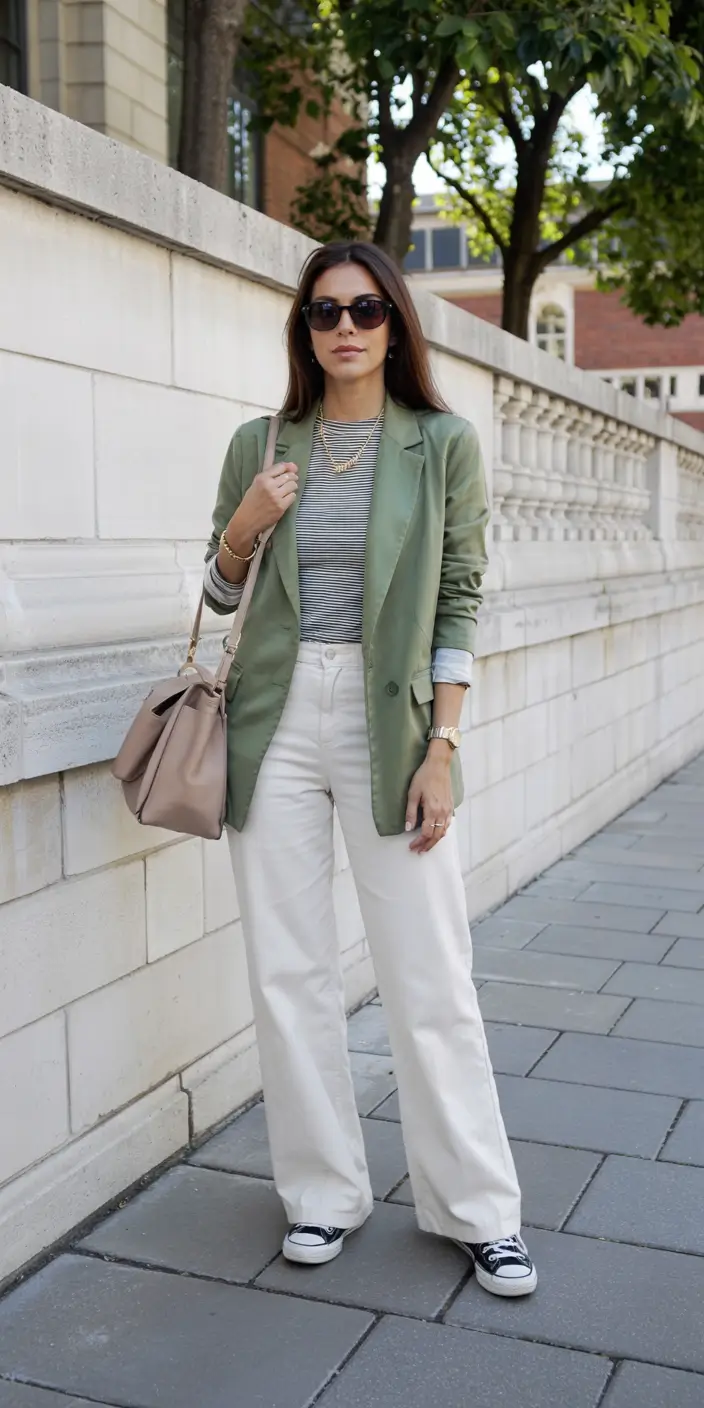 fall transition outfits Street-Style Blazer with a Pop of Casual Cool