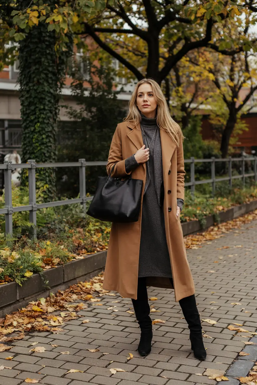 fall work outfits for women dresses Classic Autumn Layers with a Cozy Twist