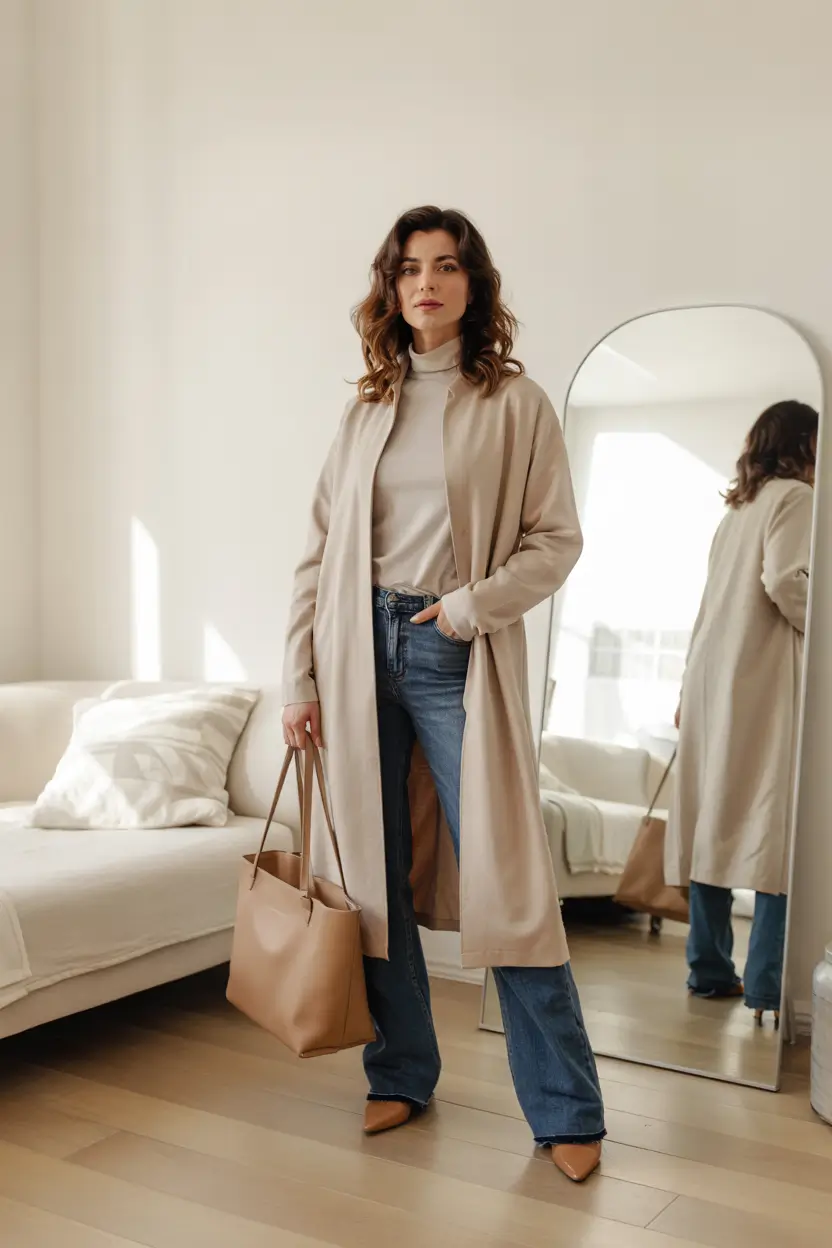 fall work outfits for women casual jeans Monochrome Neutrals for Everyday Ease