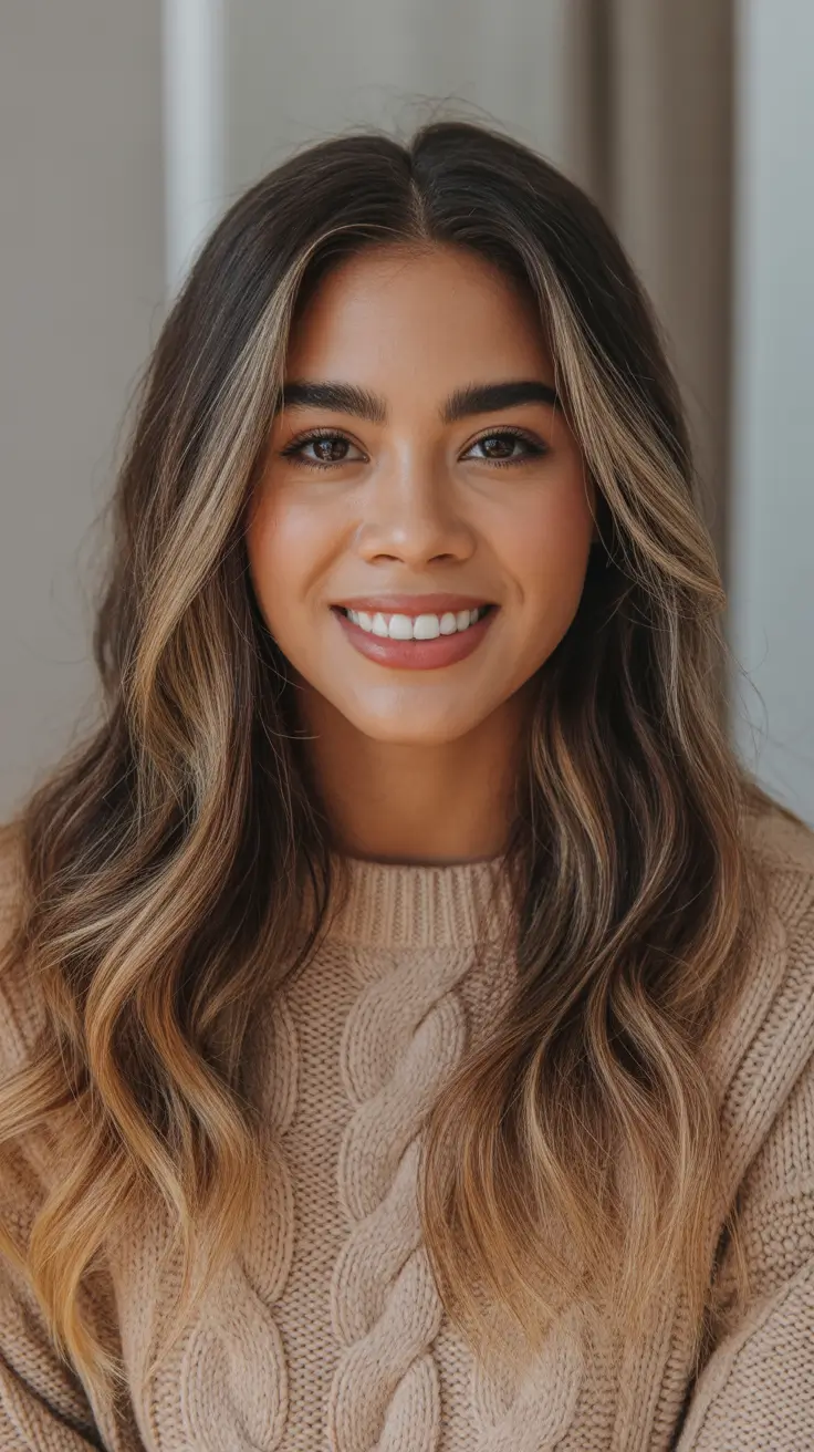 hair color for brown skin Golden Ends with Soft Center Part