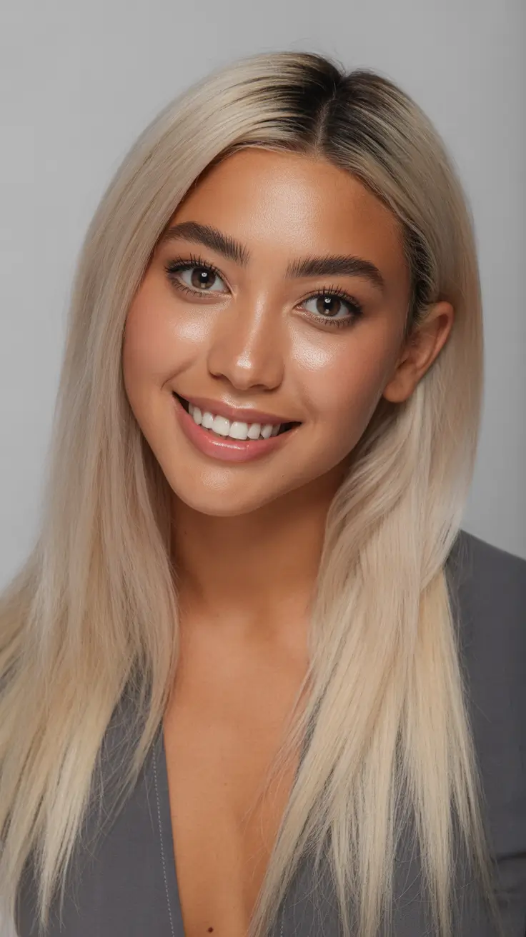 hair color for brown skin Platinum Precision with a Sleek Finish