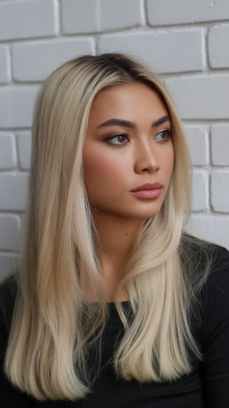 hair color for brown skin Sleek Platinum Length for Drama and Definition