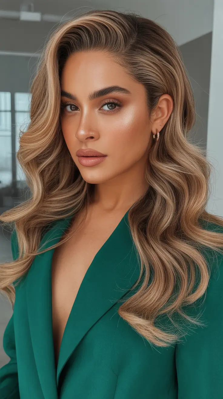 hair color for brown skin Glossy Toasted Caramel Waves
