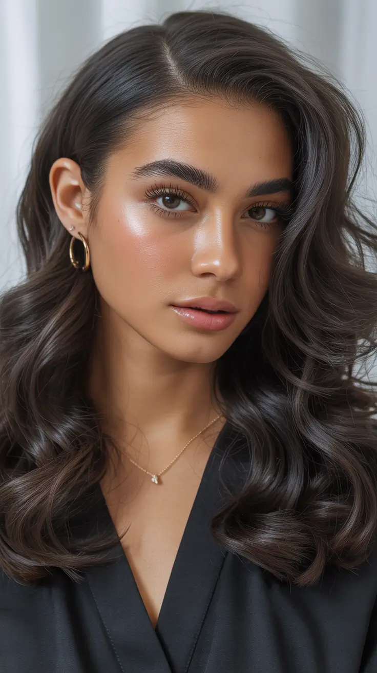 hair color for brown skin tone Deep Cocoa Shine with Soft Curls