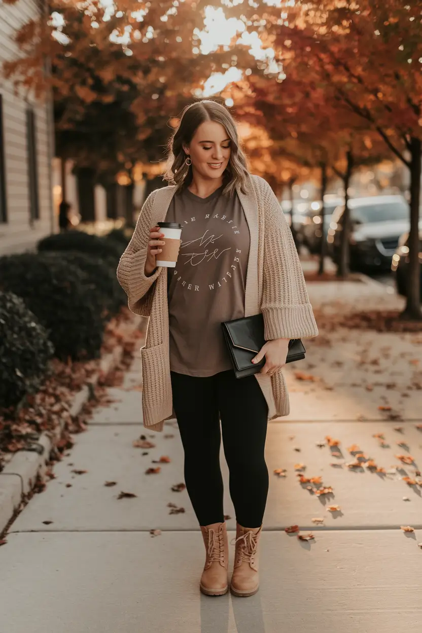 fall outfits Graphic Tee, Chunky Cardigan, Total Comfort