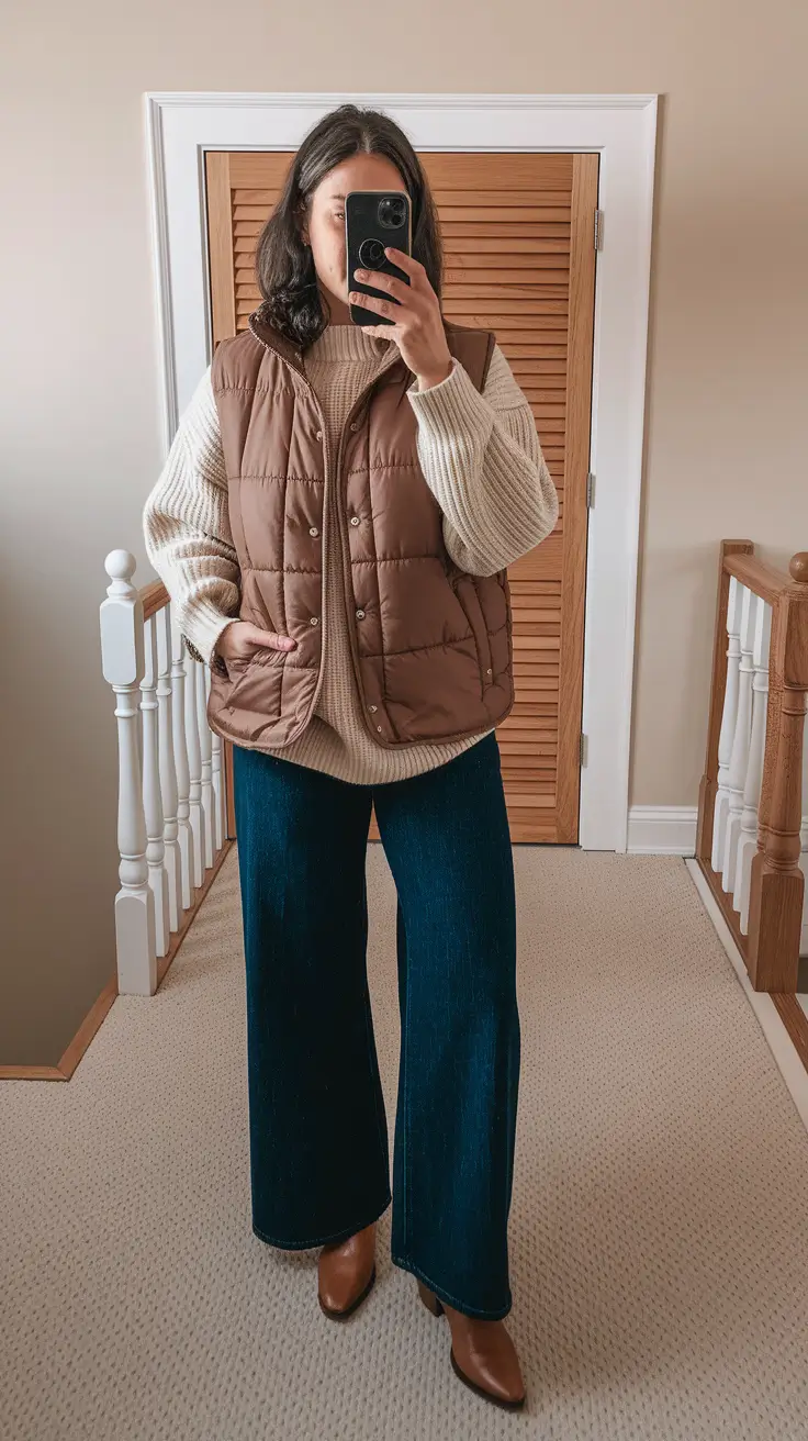 fall outfits Cozy and Minimal: The Puffer Vest Revival