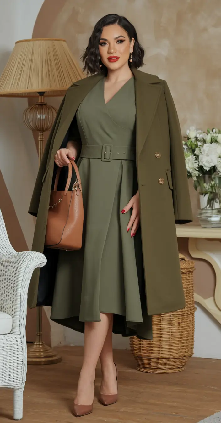 midsize fall outfits 2025 work Olive Elegance with Classic Sophistication