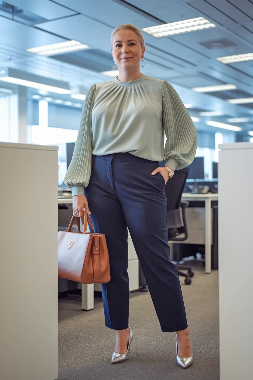 midsize fall outfits Sophisticated Shine for Power Hours
