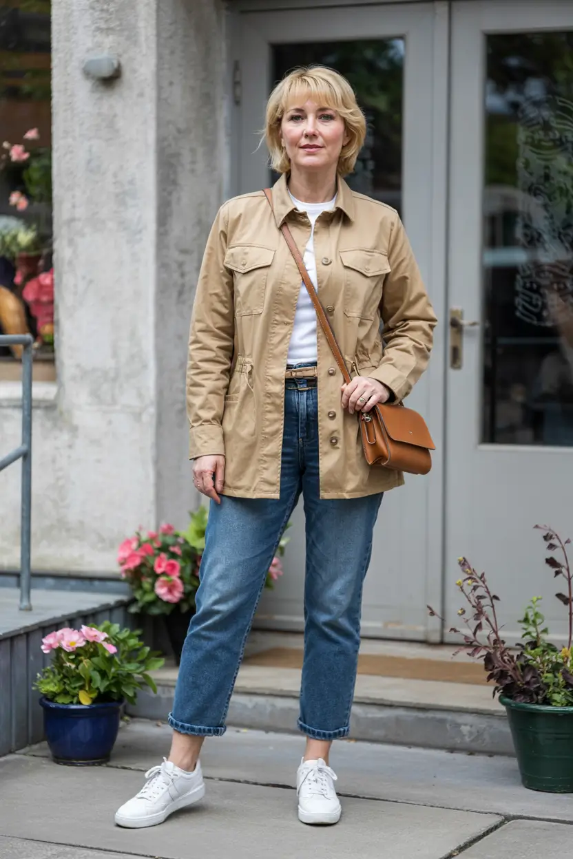 mom outfits for fall 2025 The Everyday Neutral Jacket Look