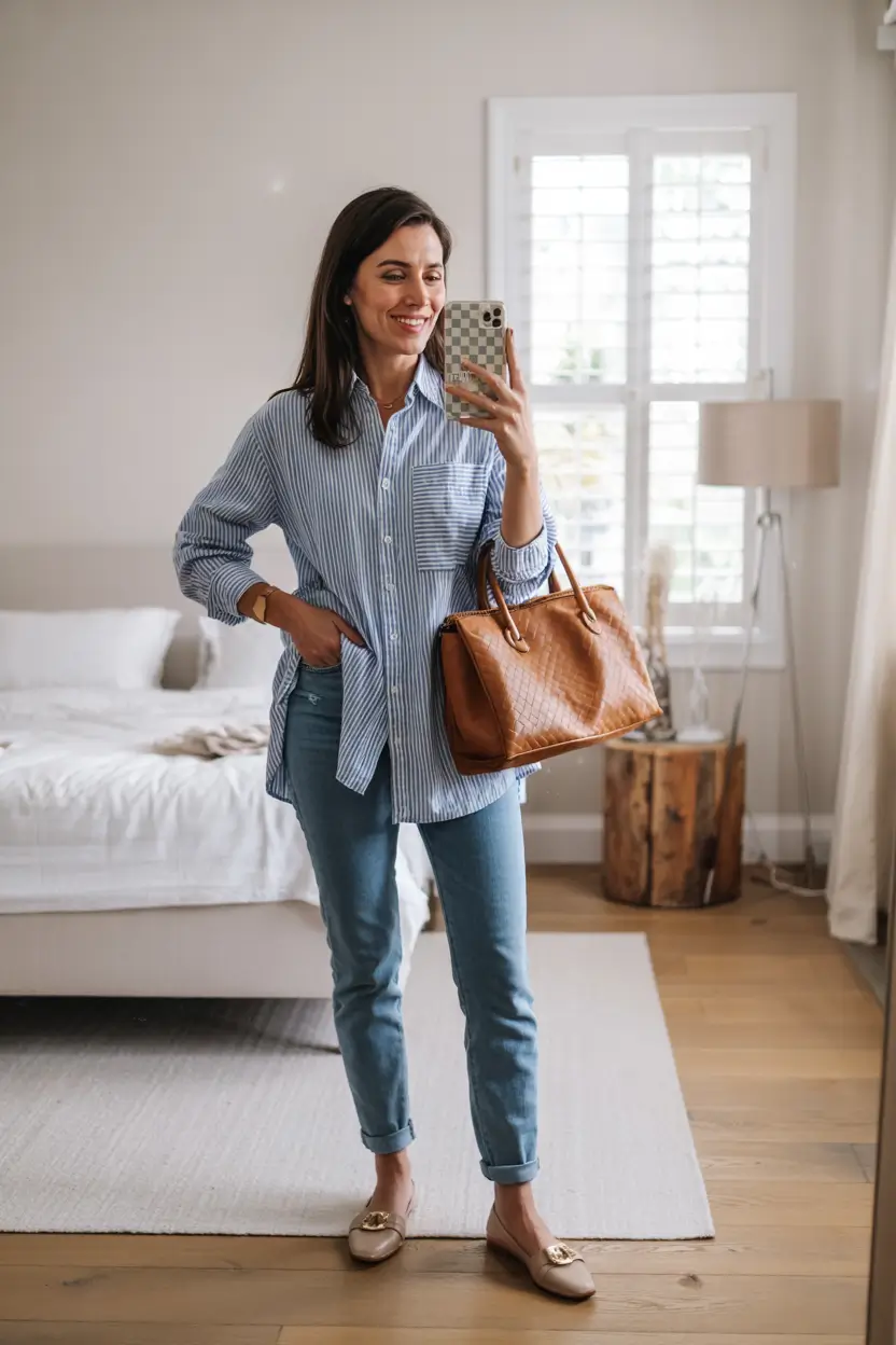 mom outfits for fall 2025 Polished and Practical with a Pop of Tan