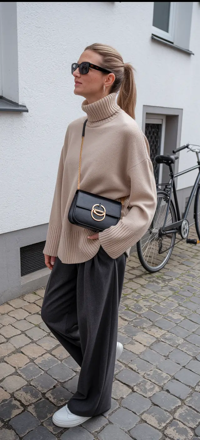 fall fashion clothes Street Chic in Taupe and Charcoal