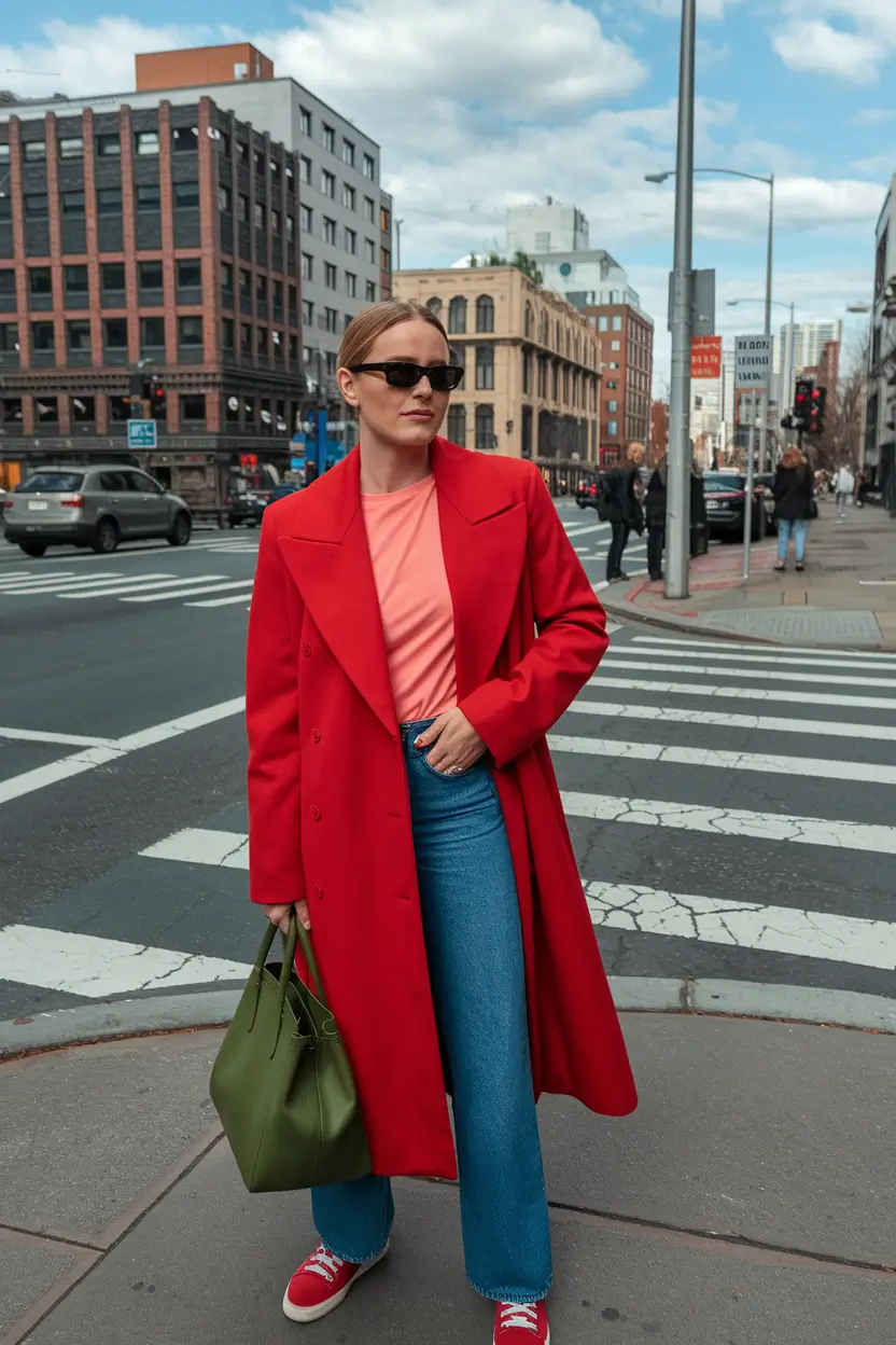 nyc fall outfits street style Bold Reds and Unexpected Pairings