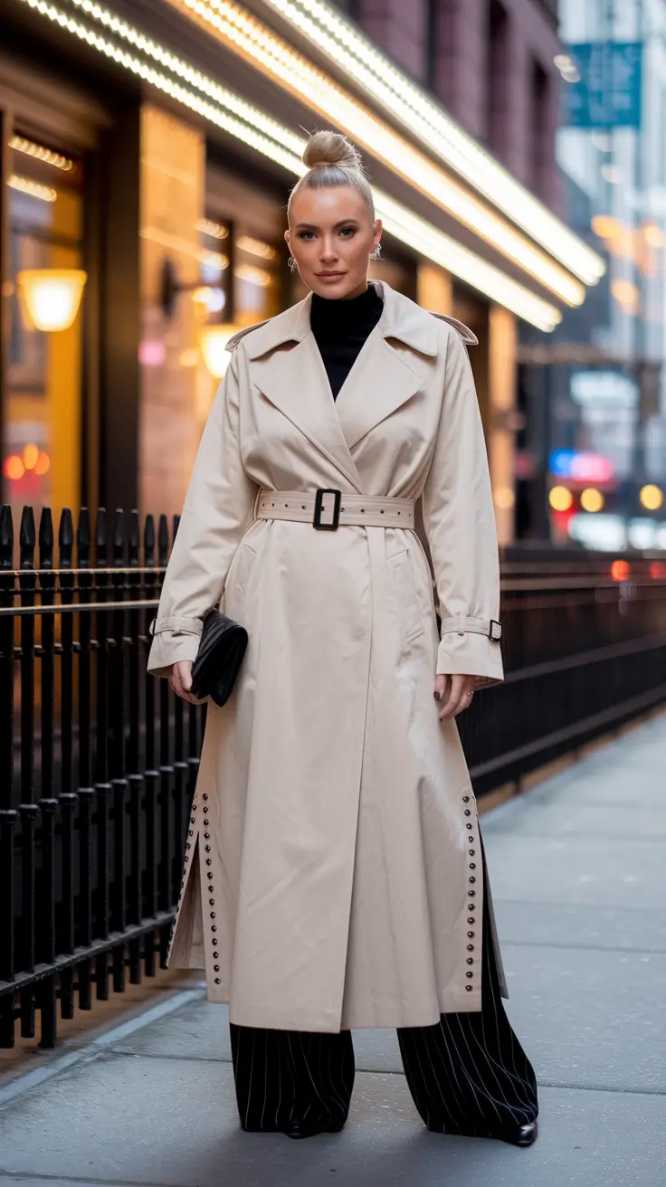 nyc fall outfits night out Tailored Drama in the City Lights