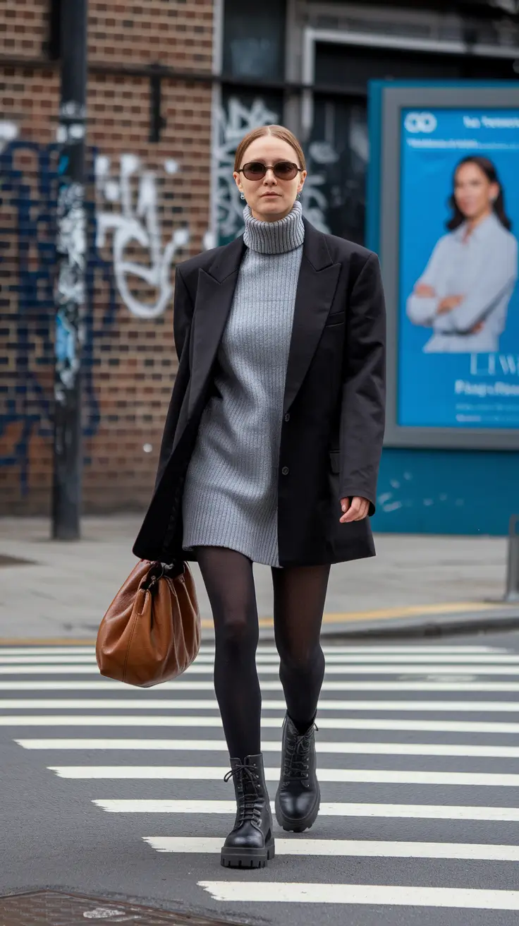 nyc fall outfits Sweater Dresses Meet Downtown Tough