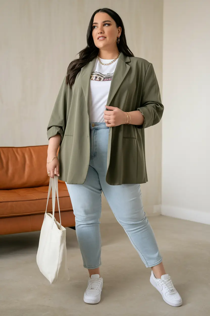 plus size fall fashion Relaxed Blazer Energy