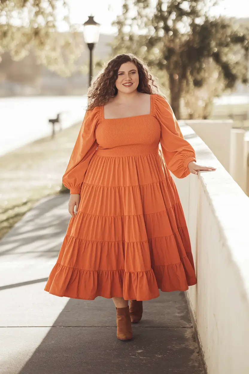plus size fall fashion Statement Color with Feminine Ease