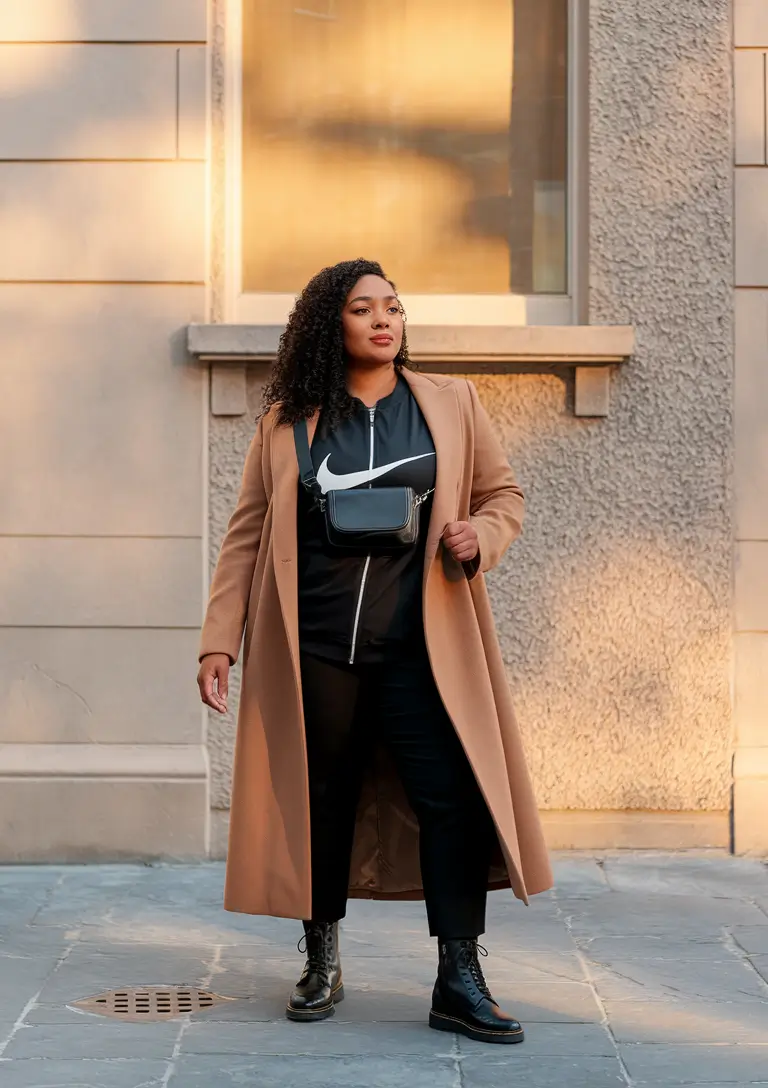 plus size fall fashion Sporty Street Style with a Chic Edge