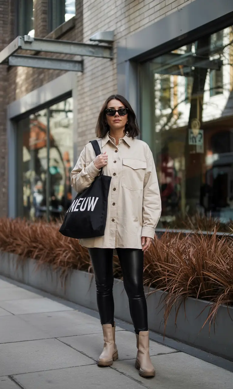 simple casual fall outfits 2025 Urban Edge in Cream and Black