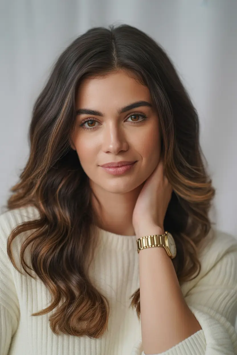 warm fall hair color caramel highlights Espresso Mocha with Caramel Whip
