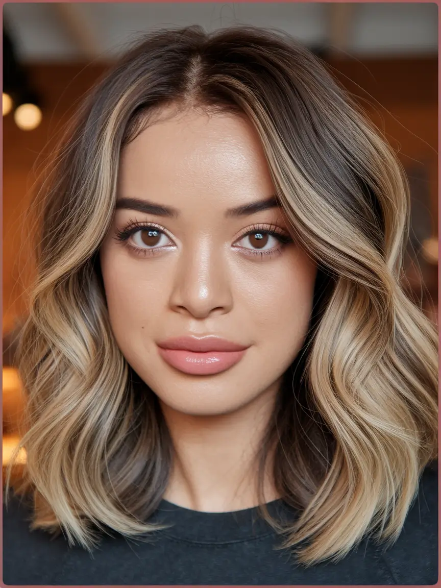 warm fall hair color with highlights Golden Bronde Chic