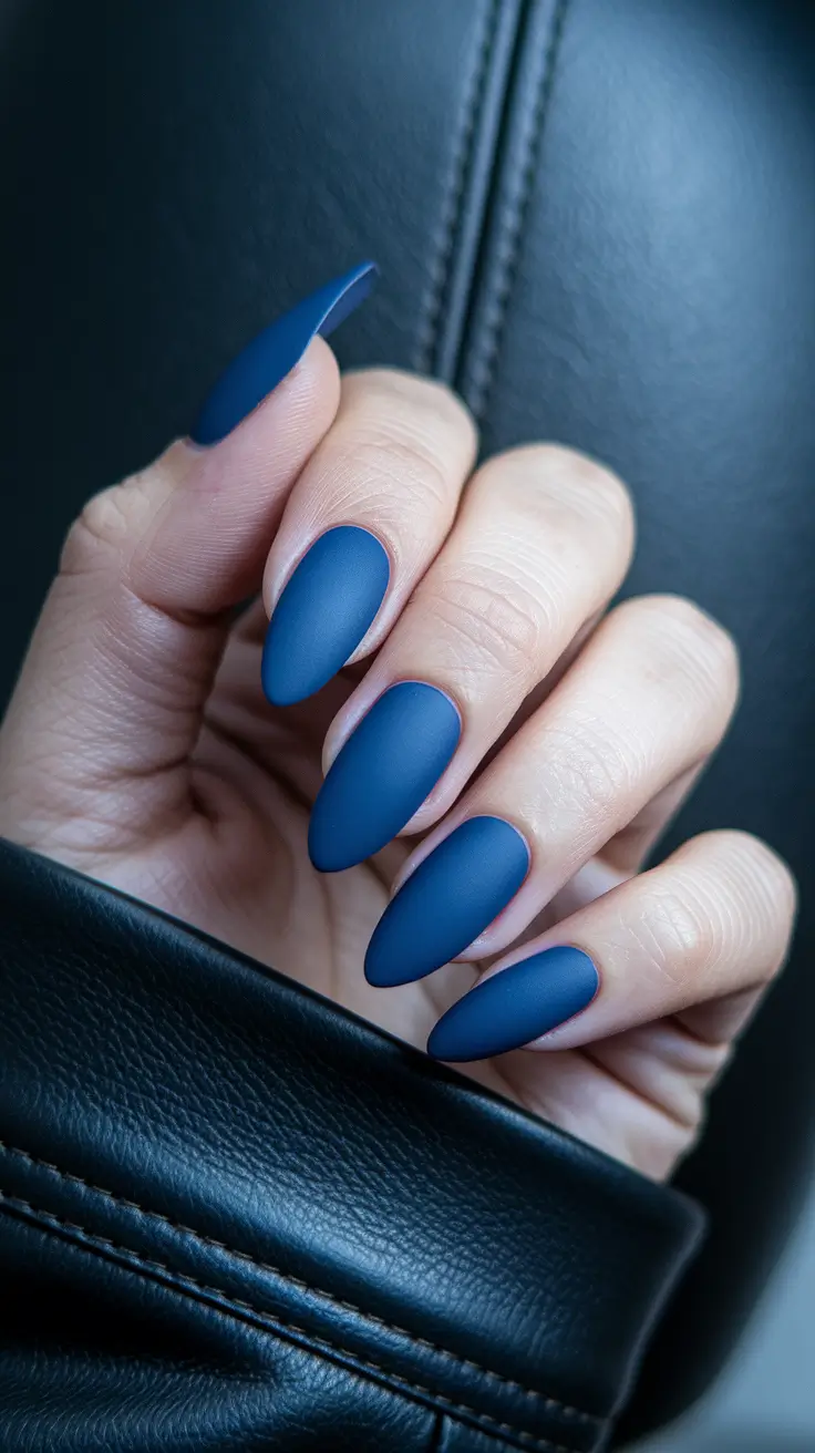 Autumn 2025 Nail Color Inspiration – Midnight Matte Navy