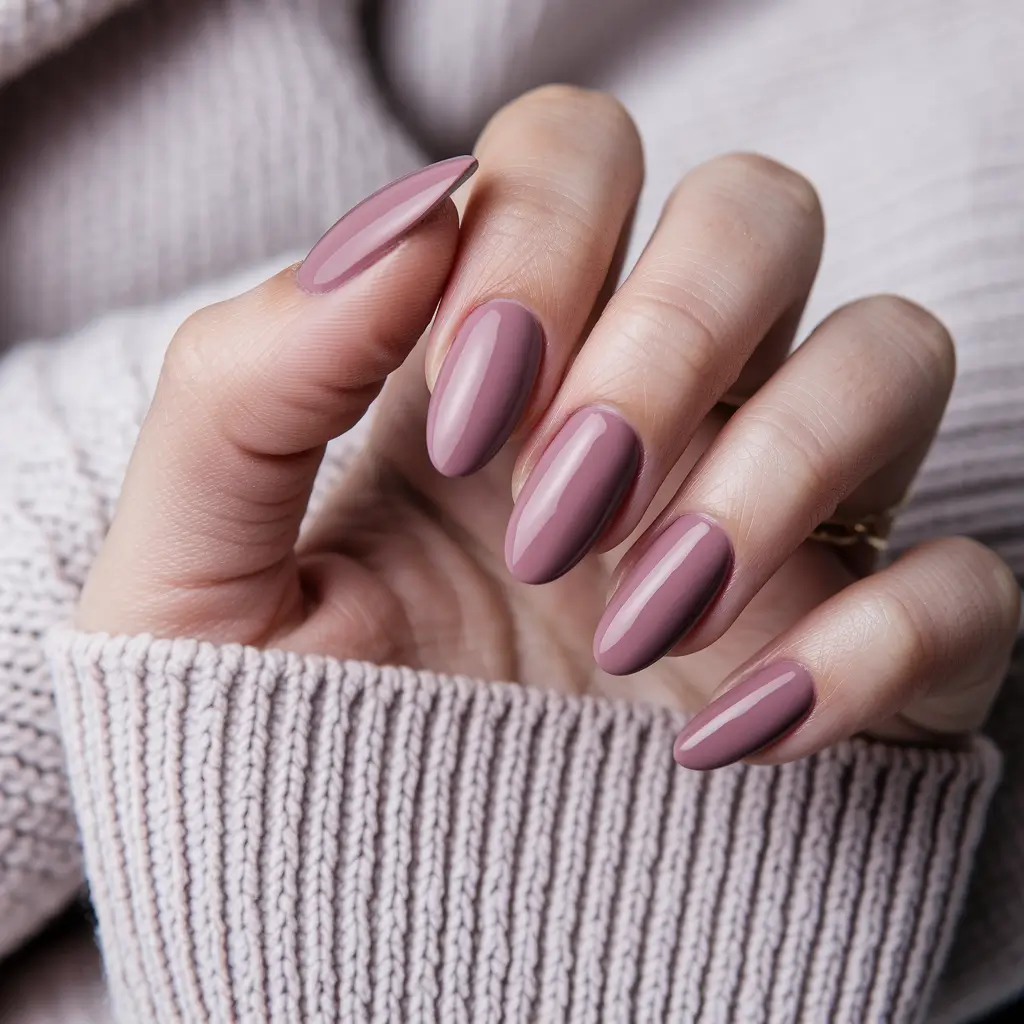 Autumn 2025 Nail Color Inspiration – Cashmere Mauve Almonds