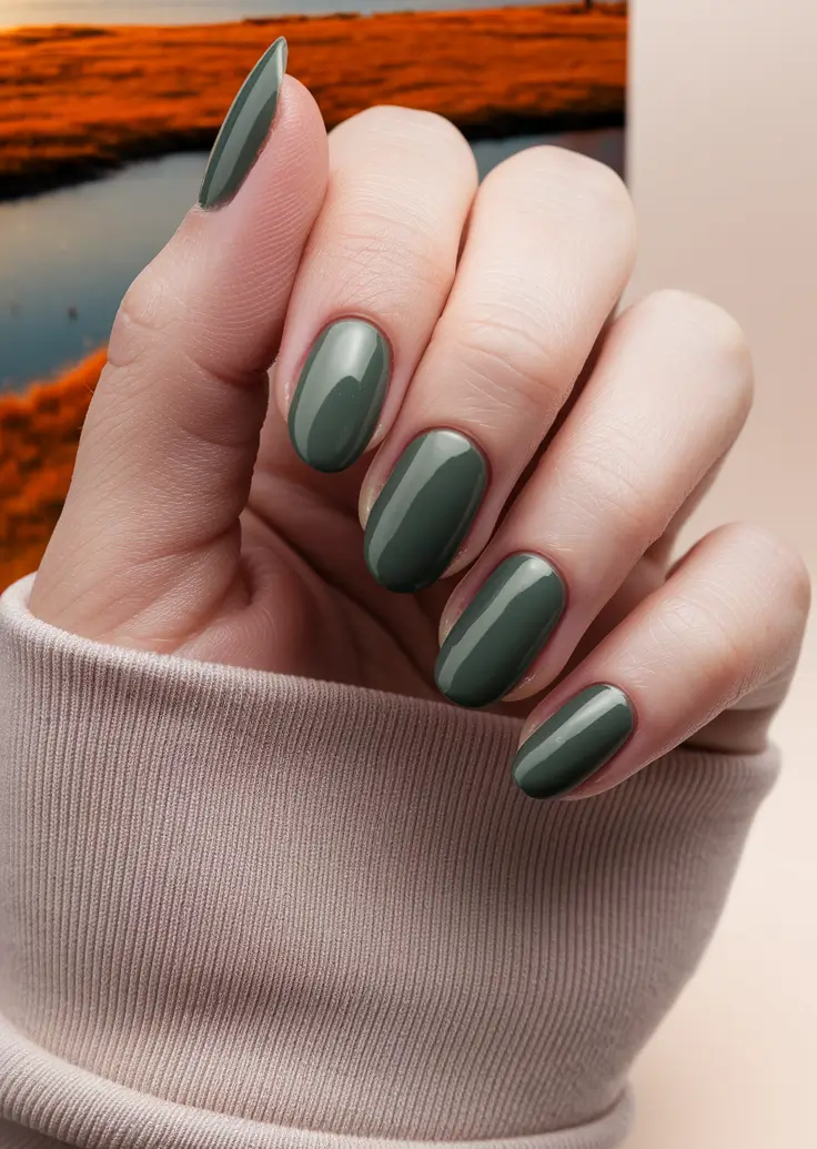 Autumn 2025 Nail Color Inspiration – Sage Meadow Minimal