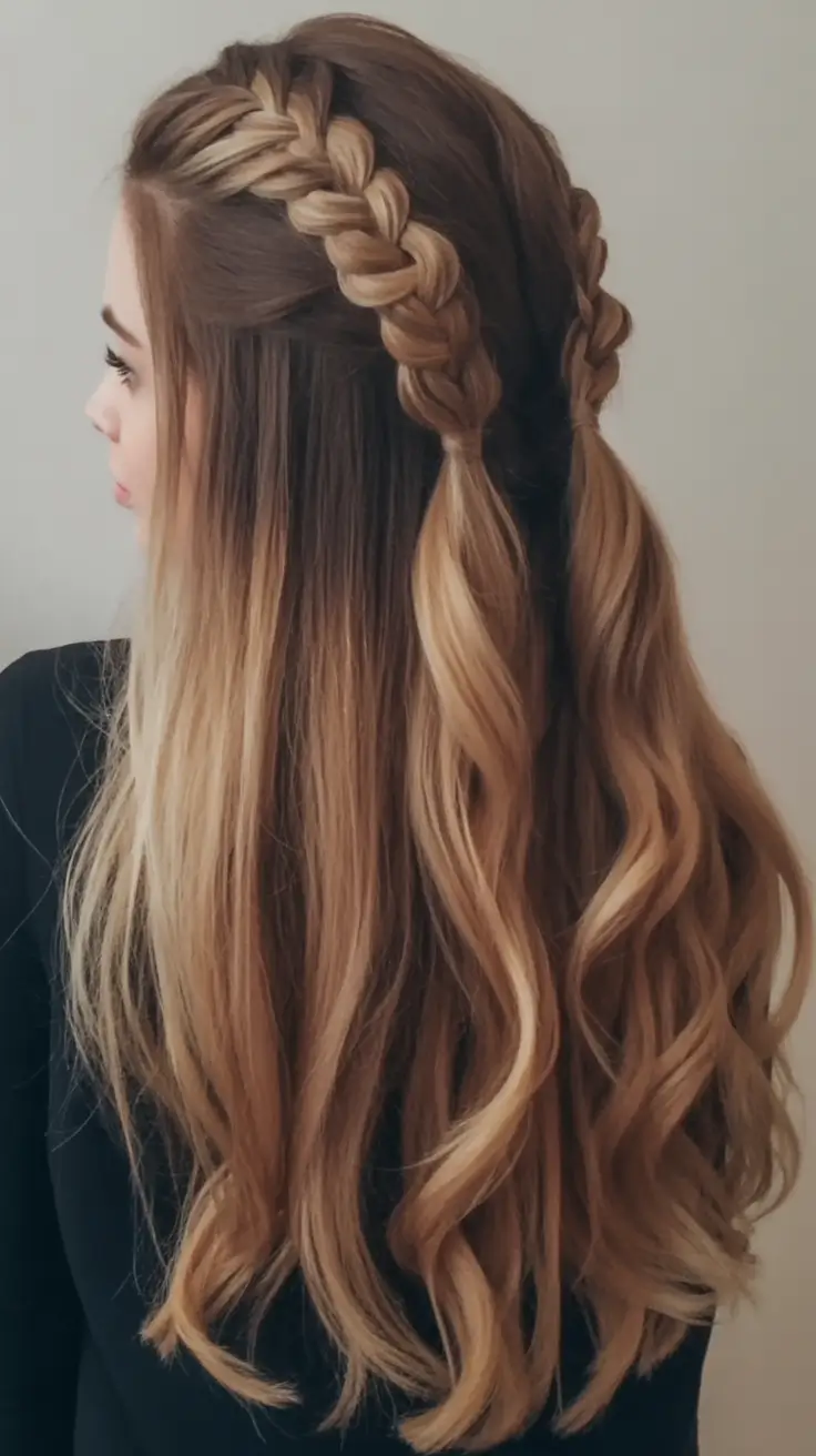 Insta-Cute Hairstyles for Fall 2025 – Chunky Side-Braids with Ribboned Waves