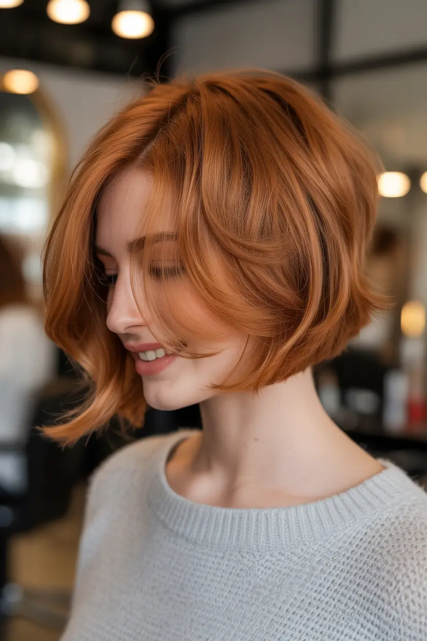fall bob hairstyles – Cinnamon Air-Wave Bob with Soft Movement