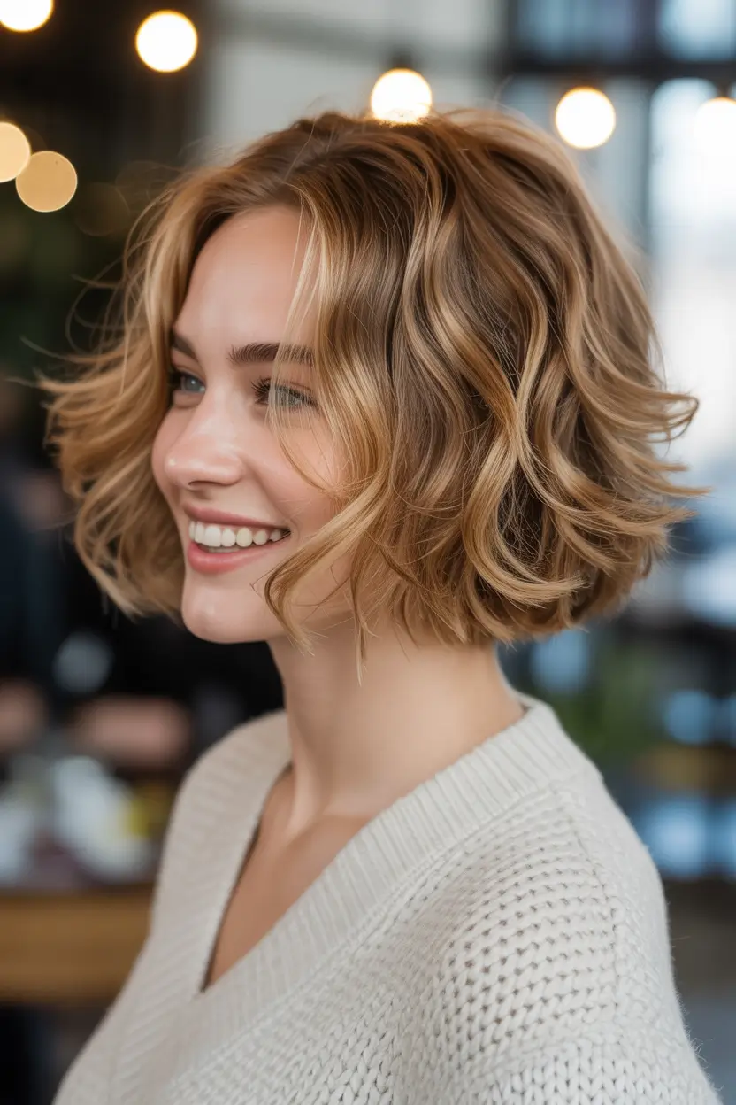fall bob hairstyles — Tawny Bronde Tousled Bob with Airy Ends