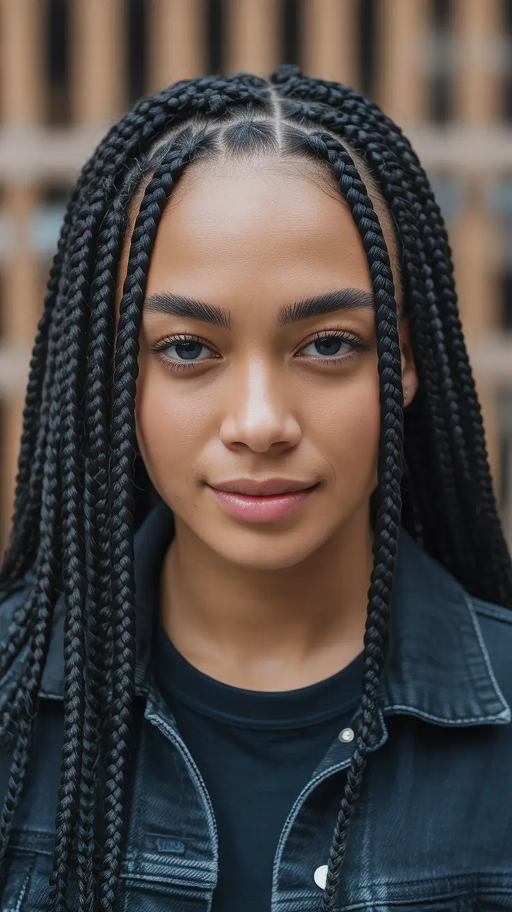 fall braids hairstyles Classic Knotless Braids with Center Part