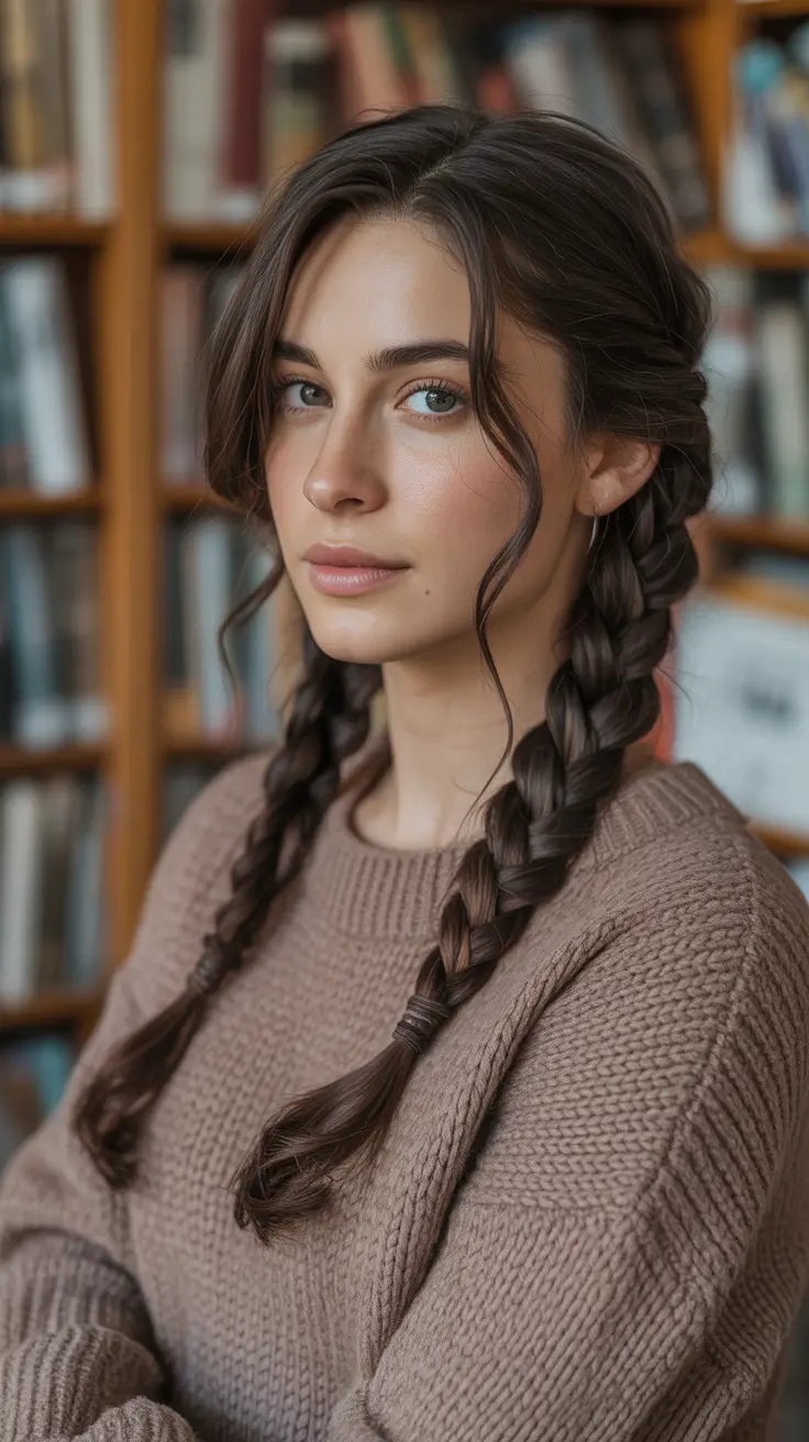 fall braids hairstyles Double Braids with a Cozy Classroom Vibe