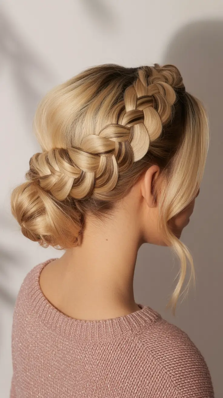 fall braids hairstyles Wrapped Crown Braid with Voluminous Low Bun