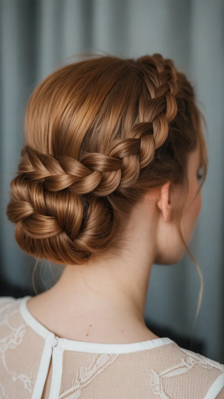 fall braids hairstyles Romantic Braided Crown Bun