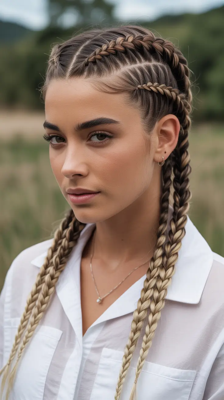 fall braids hairstyles Tight-to-Scalp Cornrows with Long Blonde Ends