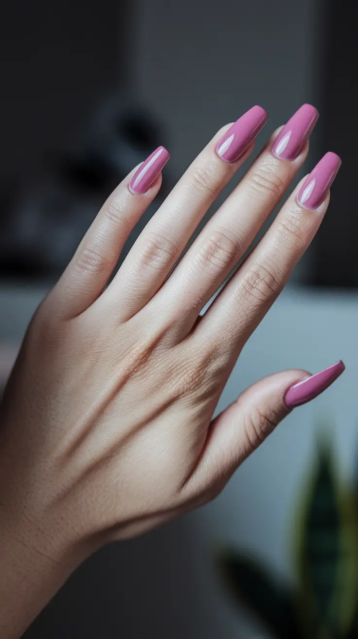 fall color nails – Dusty Rose Gloss on Long Square