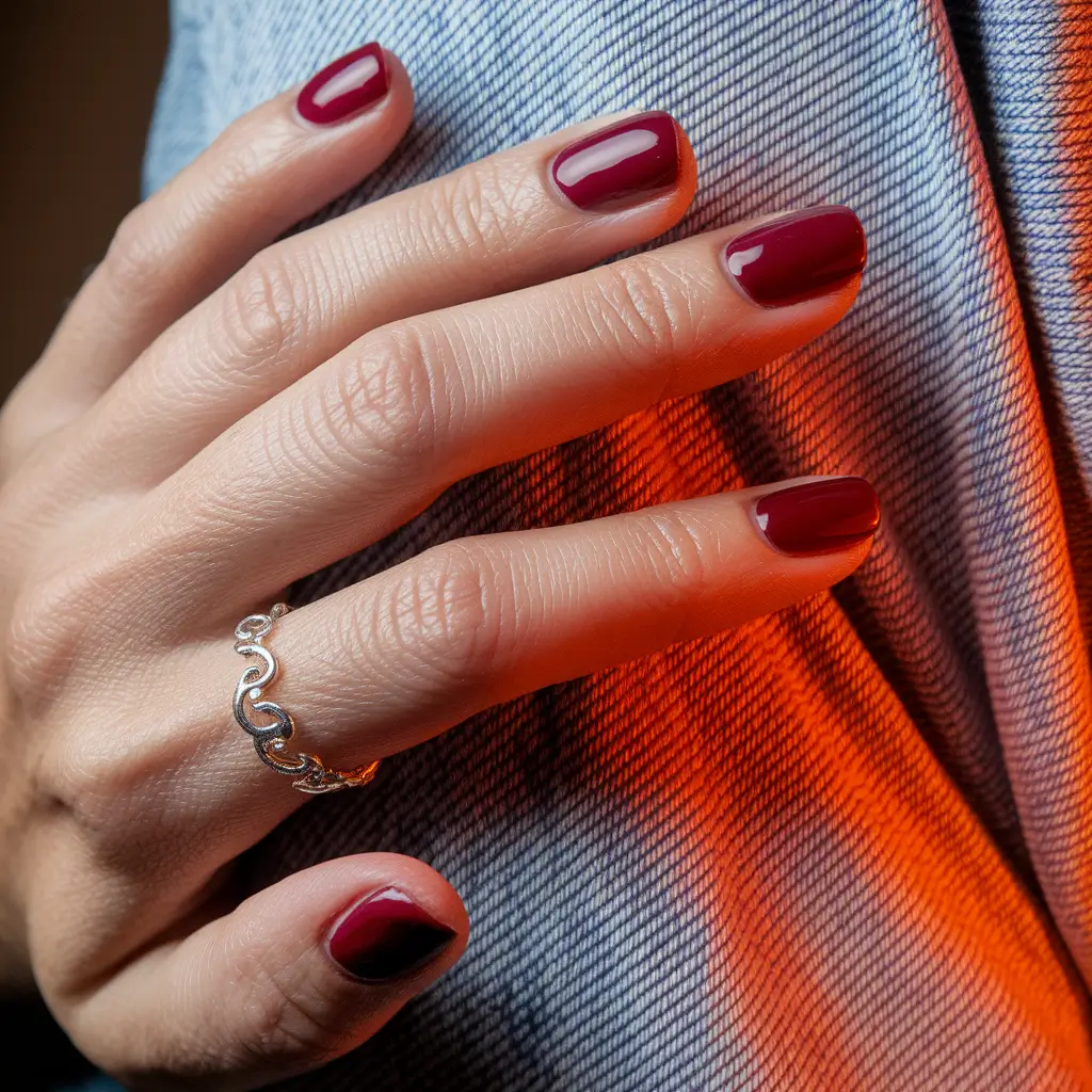 fall color nails – Merlot Short Square Shine