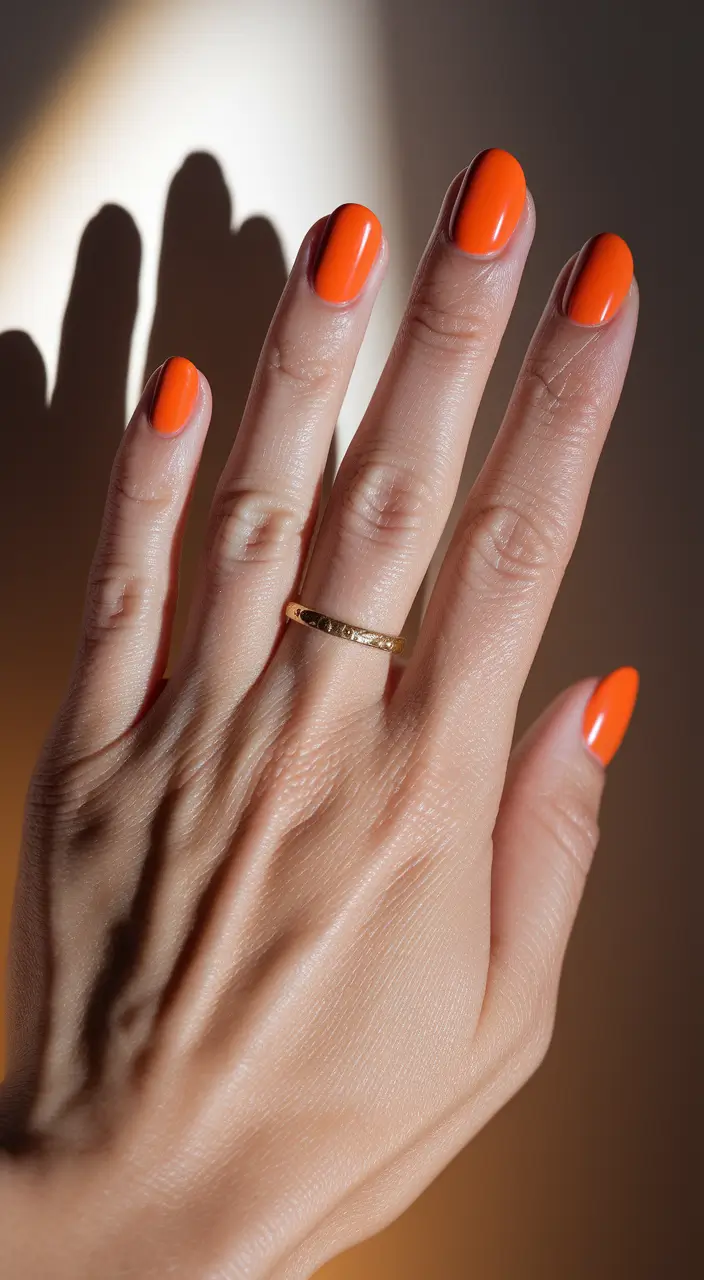 fall color nails – Spiced Citrus Short Oval