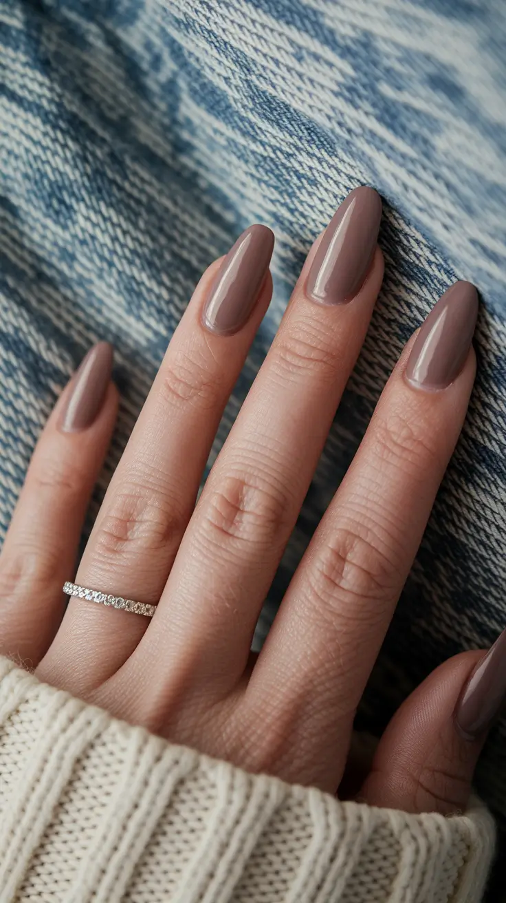 fall color nails – Stone-Taupe Almond Minimalist
