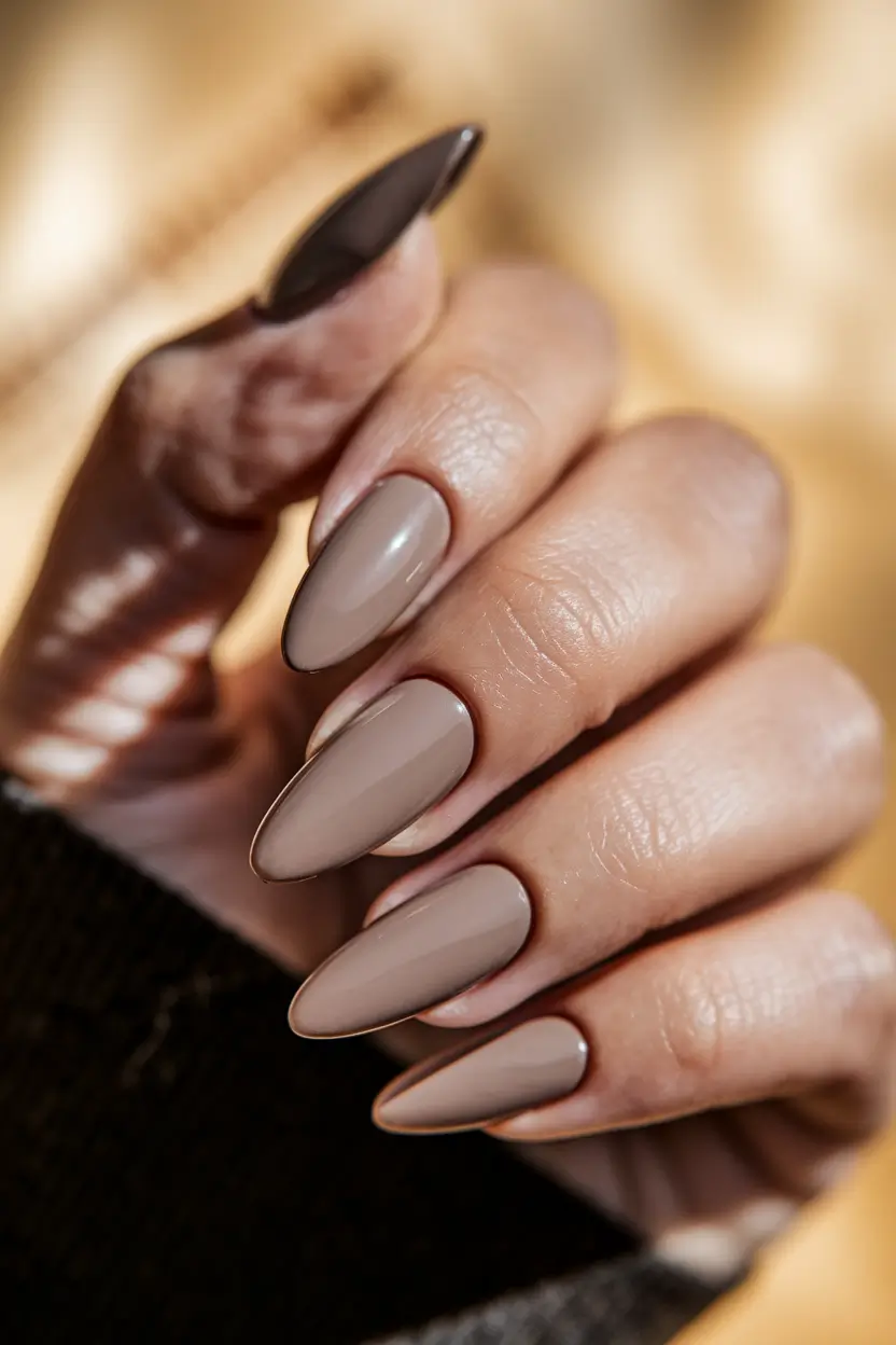 fall color nails Taupe Trench Neutral Almond