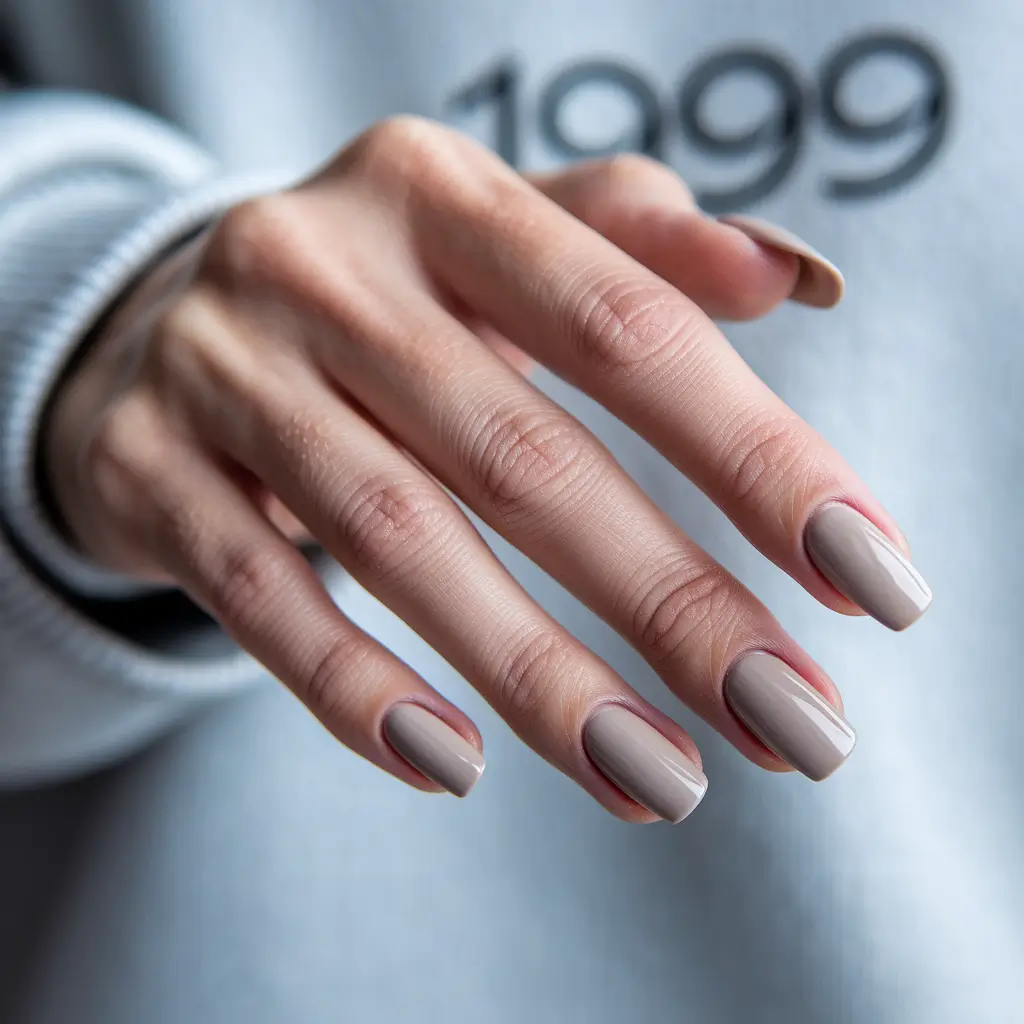 fall color nails – Greige Short-to-Medium Square Neat