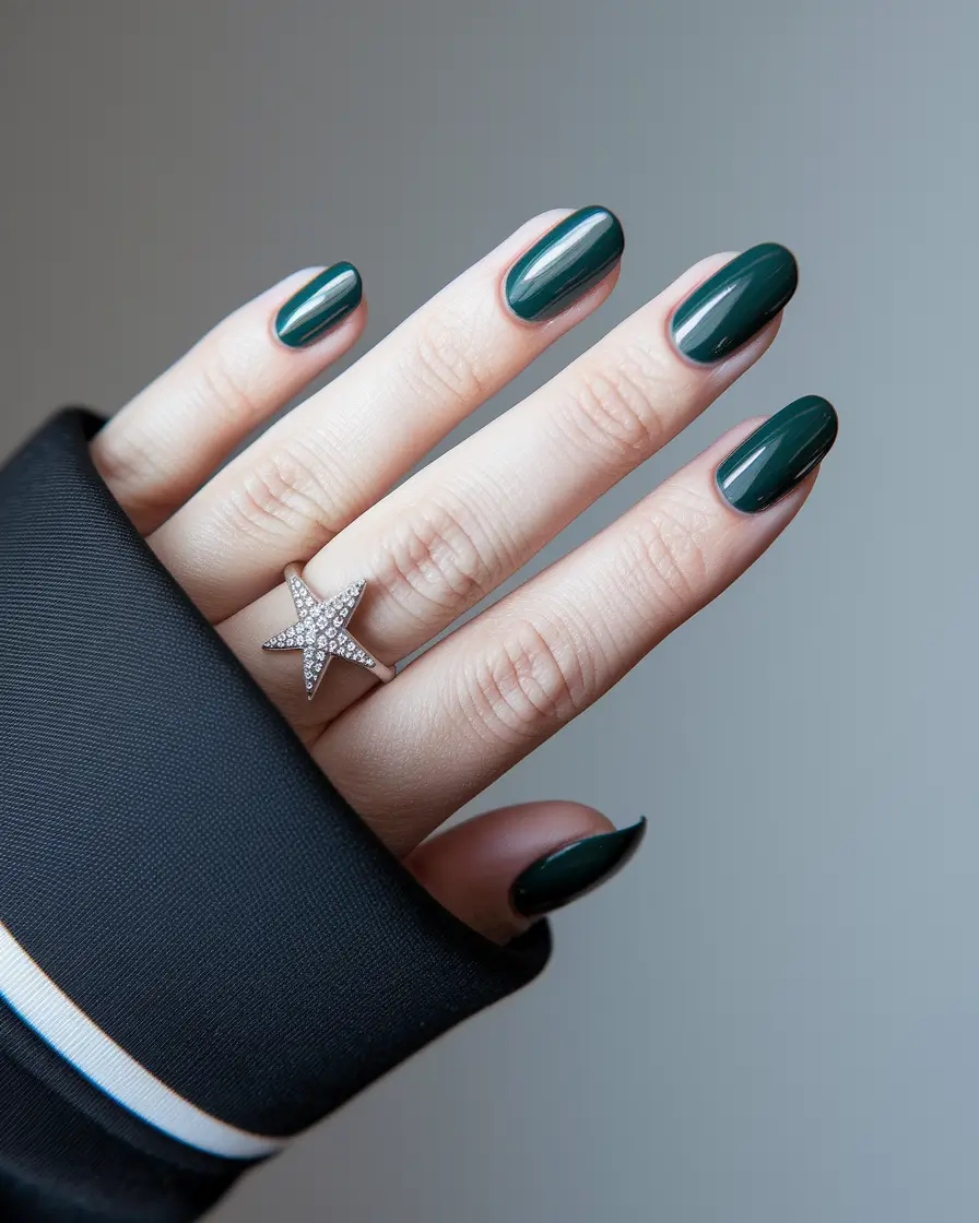 fall color nails Deep Forest Gloss Oval