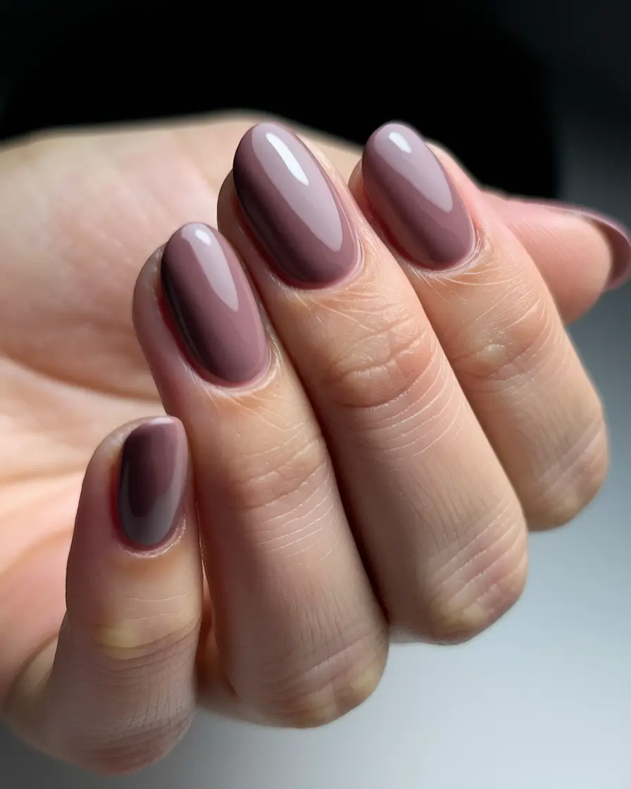 fall color nails Smoky Mauve Latte Oval