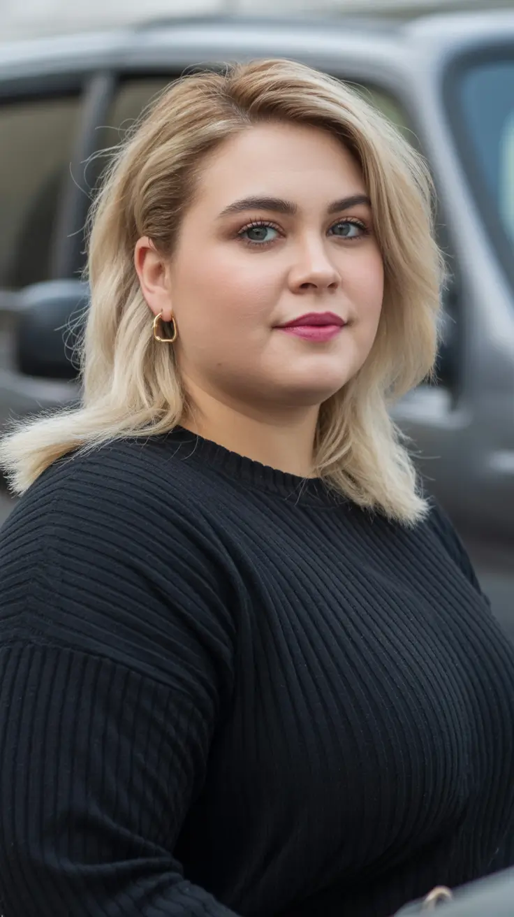 fall haircuts chubby face Blonde Medium with Soft Body
