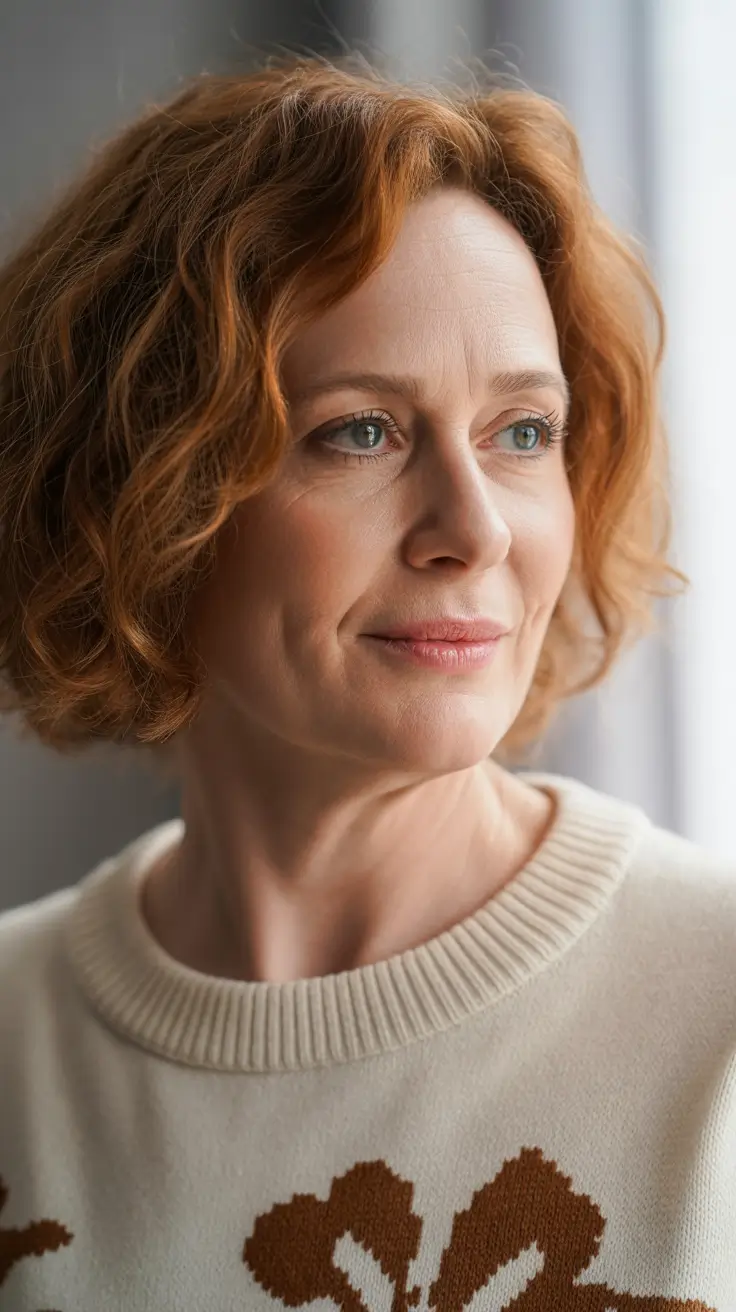 haircuts women over 40 – Amber Curly Bob with Airy Layers