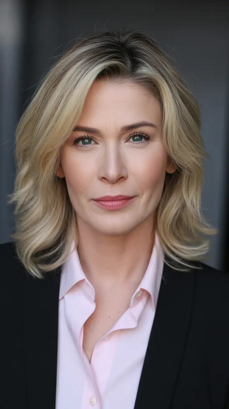 haircuts women over 40 – Executive Mid-Length Shag Blowout